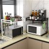 Adjustable Microwave Oven Storage Shelf Black