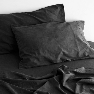 luxurious linen cotton sheet set 1 king single charcoal