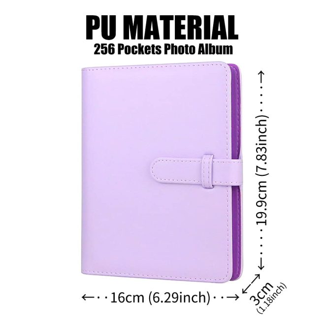 256 Pockets Photo Album for Fujifilm Instax Mini 11 12 9 40 Evo Liplay 8 7+ Instant Camera, Photo Album for Polaroid Kodak HP Zink 2×3″ Photo (Purple)