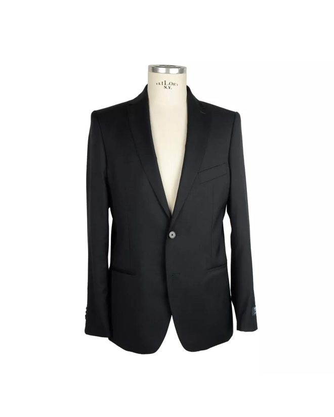 Black Milano Suit in Marlane Primatist Super 100s Wool Blend – 48 IT