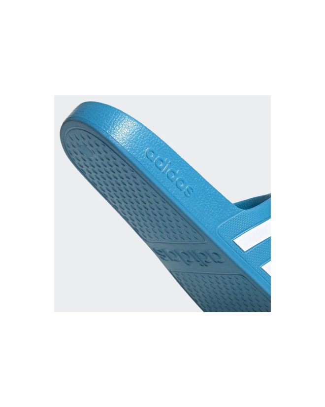 Blue/White Adidas Slides with Cloudfoam Cushioning – 9 US