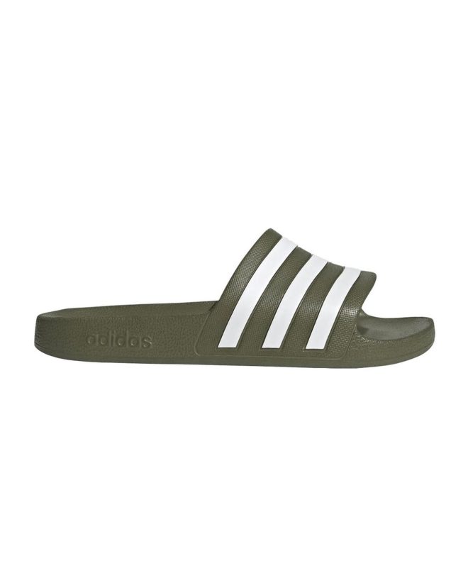 Green Adidas Slides with Signature Stripes – 5 US