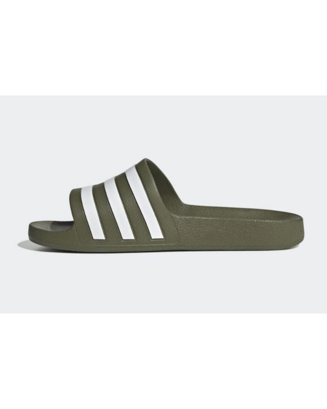 Green Adidas Slides with Signature Stripes – 5 US