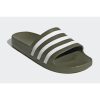 Green Adidas Slides with Signature Stripes – 5 US