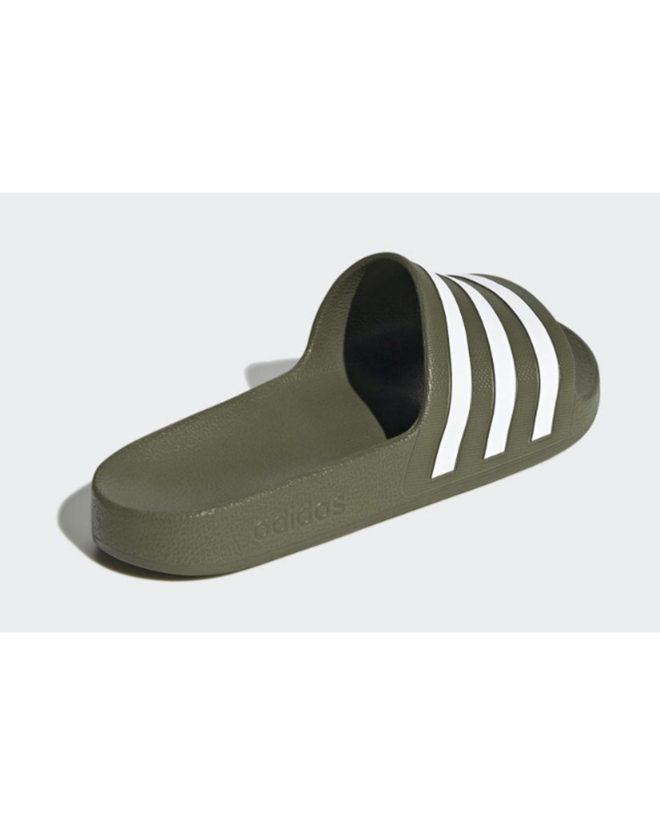 Green Adidas Slides with Signature Stripes – 5 US