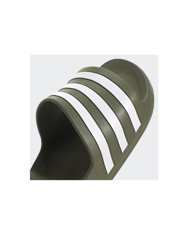 Green Adidas Slides with Signature Stripes – 5 US