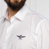 Aeronautica Militare White Cotton Shirt with Eagle Logo and Button Closure – L