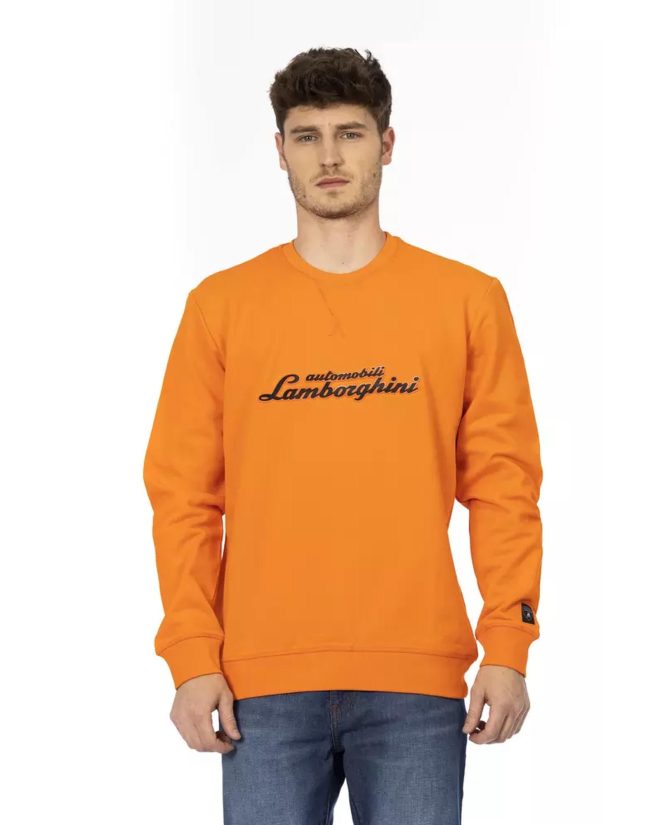 Front Print Crewneck Sweatshirt with Logo Sleeve Insert – L