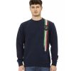 Shield Logo Crewneck Sweatshirt with Tricolor Print L Men