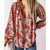 Azura Exchange Printed Split V Neck Blouse – 2XL