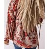 Azura Exchange Printed Split V Neck Blouse – 2XL