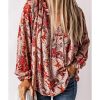 Azura Exchange Printed Split V Neck Blouse – 2XL