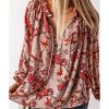 Azura Exchange Printed Split V Neck Blouse – 2XL