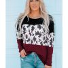 Azura Exchange Long Sleeve Cow Print Blouse – M