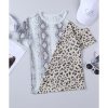 Azura Exchange Snakeskin Leopard Color Block Cold Shoulder T-shirt – L