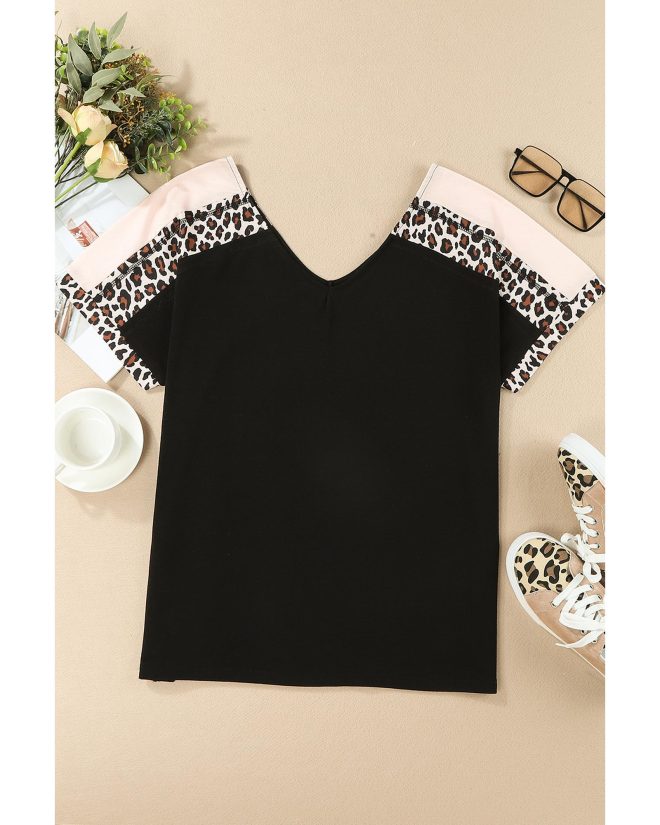 Azura Exchange Leopard Sleeve Top – L