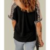 Azura Exchange Leopard Sleeve Top – L