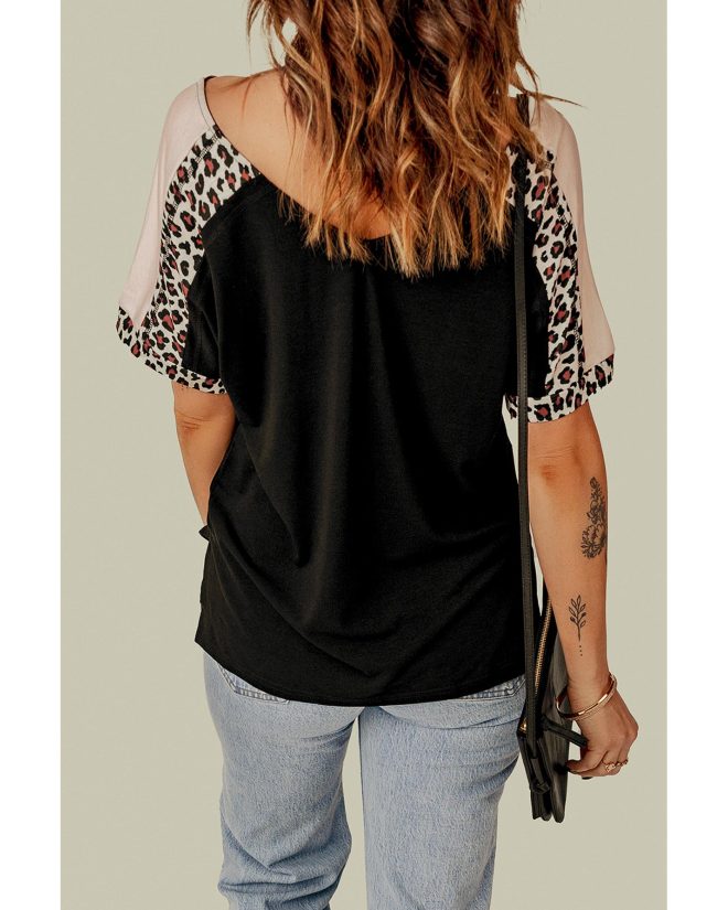 Azura Exchange Leopard Sleeve Top – L