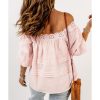 Azura Exchange Puff Sleeve Eyelet Babydoll Blouse – L