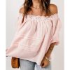 Azura Exchange Puff Sleeve Eyelet Babydoll Blouse – L