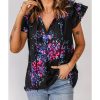 Azura Exchange Butterfly Sleeves Tie-dye Print Blouse – M