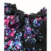 Azura Exchange Butterfly Sleeves Tie-dye Print Blouse – M