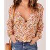 Azura Exchange Floral V Neck Peplum Shirt – L