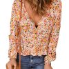 Azura Exchange Floral V Neck Peplum Shirt – L