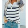 Azura Exchange Stripe Button Henley Top – L