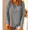 Azura Exchange Waffle Knit Henley Top – L