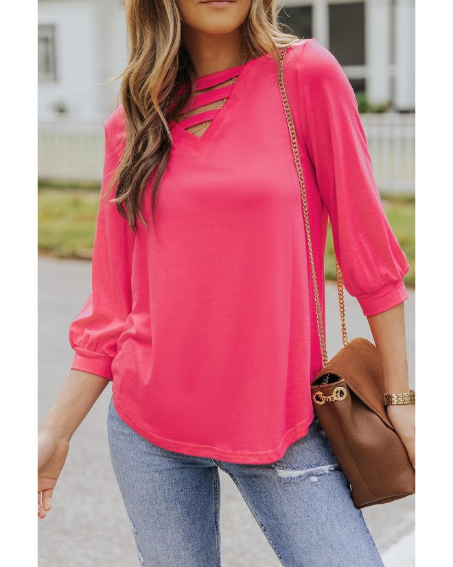 Azura Exchange V Neck Long Sleeve Top – S