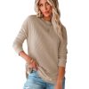 Azura Exchange Ribbed Trim Waffle Knit Top – 2XL