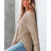 Azura Exchange Ribbed Trim Waffle Knit Top – 2XL