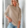 Azura Exchange Ribbed Trim Waffle Knit Top – 2XL