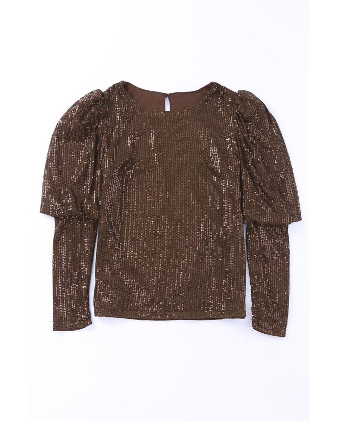 Azura Exchange Sequin Puff Sleeve Top – 2XL