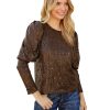 Azura Exchange Sequin Puff Sleeve Top – 2XL