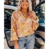 Azura Exchange Floral Split V Neck Blouse – L