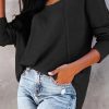 Azura Exchange Button Detail Waffle Knit Long Sleeve Top – 2XL