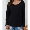 Azura Exchange Button Detail Waffle Knit Long Sleeve Top – 2XL