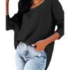 Azura Exchange Button Detail Waffle Knit Long Sleeve Top – 2XL