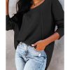 Azura Exchange Button Detail Waffle Knit Long Sleeve Top – 2XL