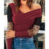 Azura Exchange Leopard Ribbed Wrap Top – 2XL