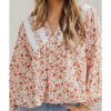 Azura Exchange Floral Lace V Neck Blouse – 2XL