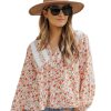 Azura Exchange Floral Lace V Neck Blouse – 2XL