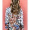 Azura Exchange Mixed Floral Geometric Print Ruffled Blouse – S