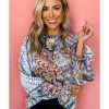 Azura Exchange Mixed Floral Geometric Print Ruffled Blouse – S