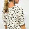 Azura Exchange Leopard Print Frilled Half Sleeve Blouse with Tassel Tie – L