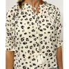 Azura Exchange Leopard Print Frilled Half Sleeve Blouse with Tassel Tie – L