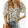 Azura Exchange Leopard Print Frilled Half Sleeve Blouse with Tassel Tie – L