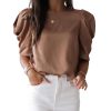 Azura Exchange Puff Sleeve Crew Neck Top – L